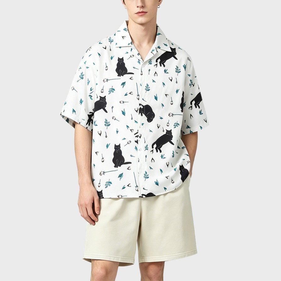 Japanese Retro Floral Loose Short Sleeve Shirt