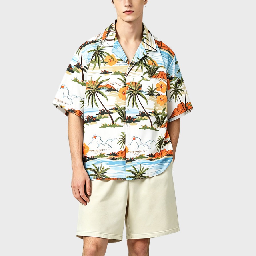 Casual Hawaiian-Style Floral Short-Sleeve Shirt