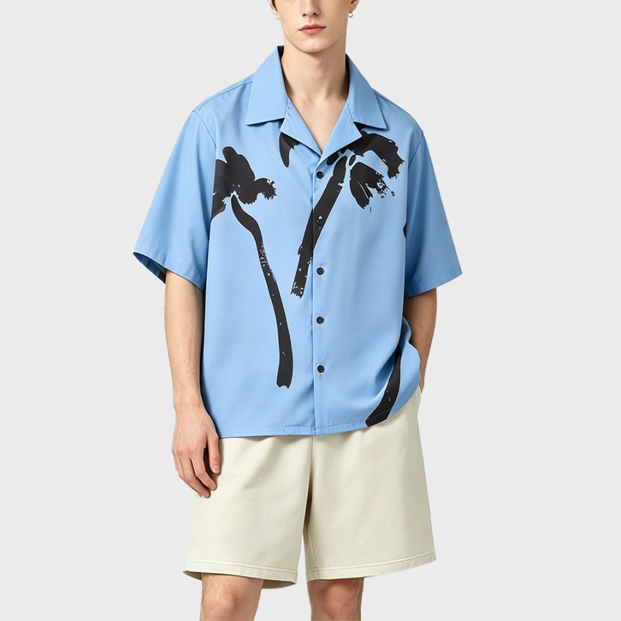 Resort Style Cuban Collar Graffiti Short Sleeve Shirt