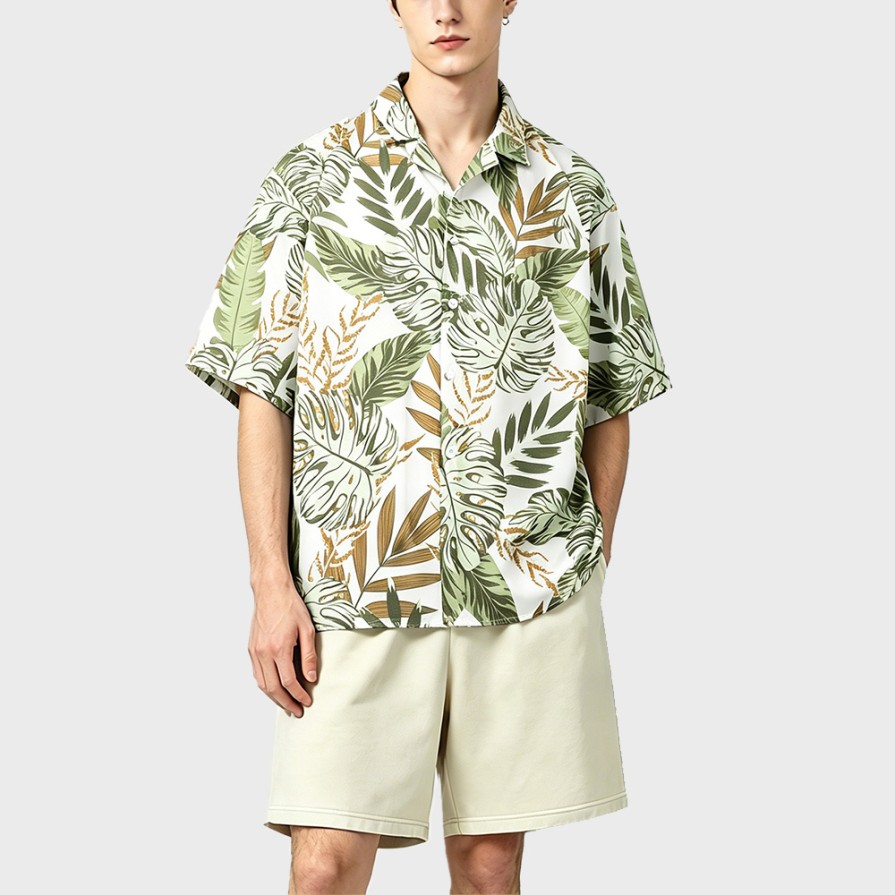 Hawaiian Style Print Quick-Dry Short Sleeve Shirt