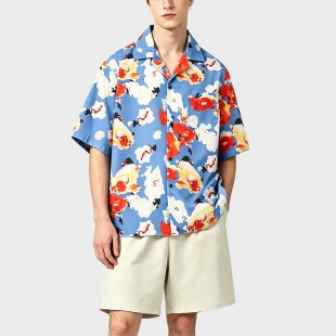 Island Style Floral Cuban Collar Casual Shirt