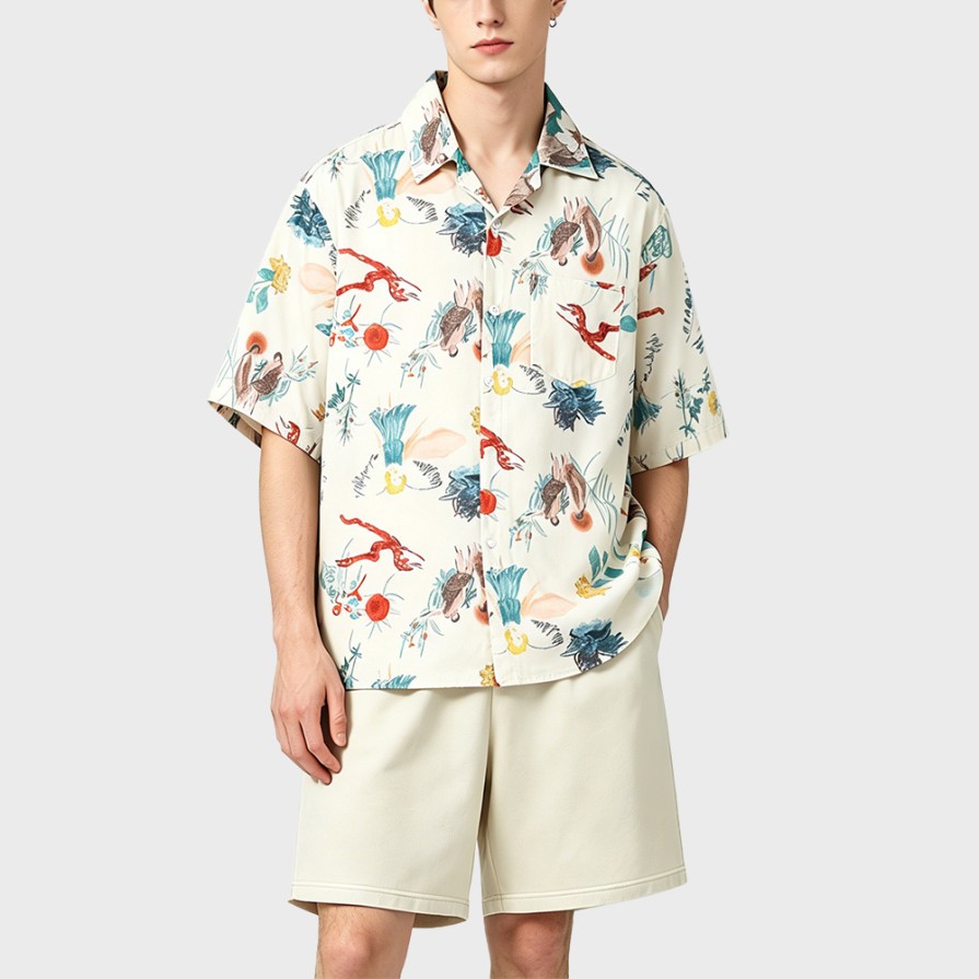 Graffiti Print Ice Silk Loose Shirt