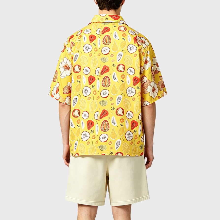 Thai Street Fruit Print Ice Silk Short Sleeve Shirt