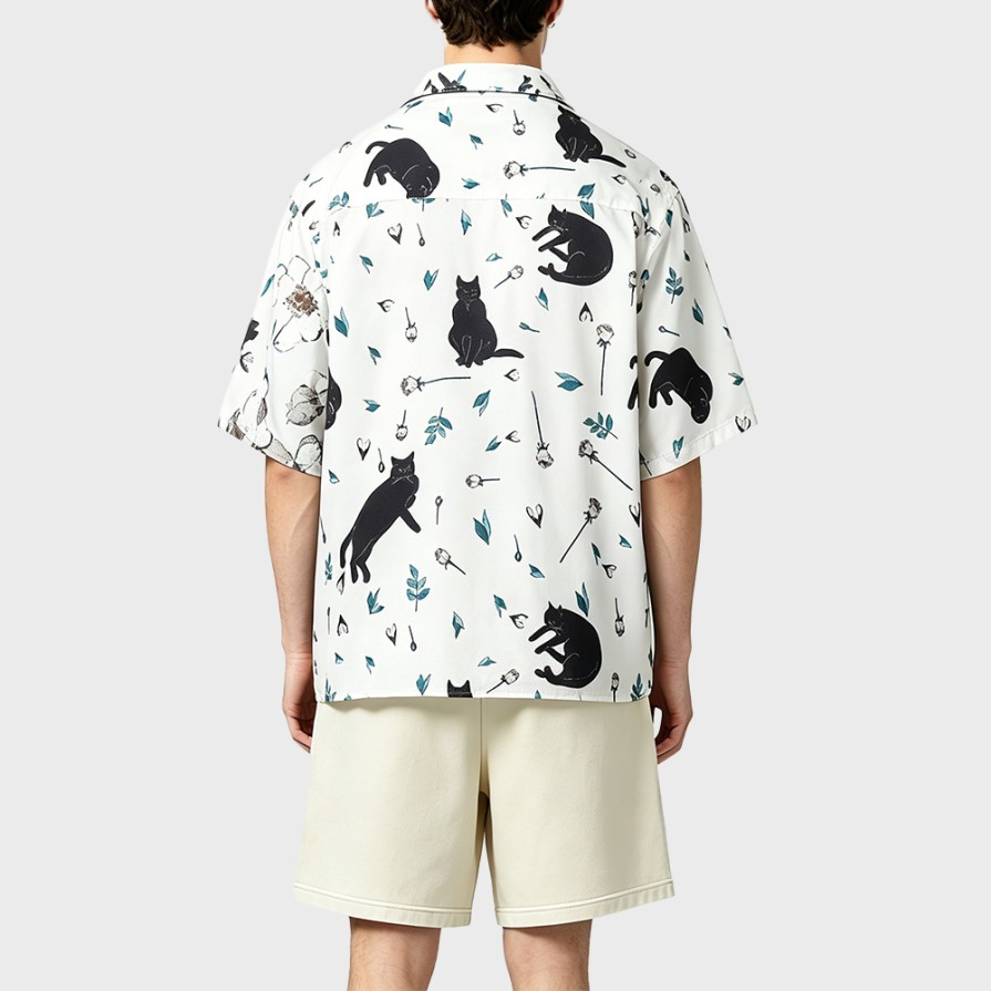 Japanese Retro Floral Loose Short Sleeve Shirt