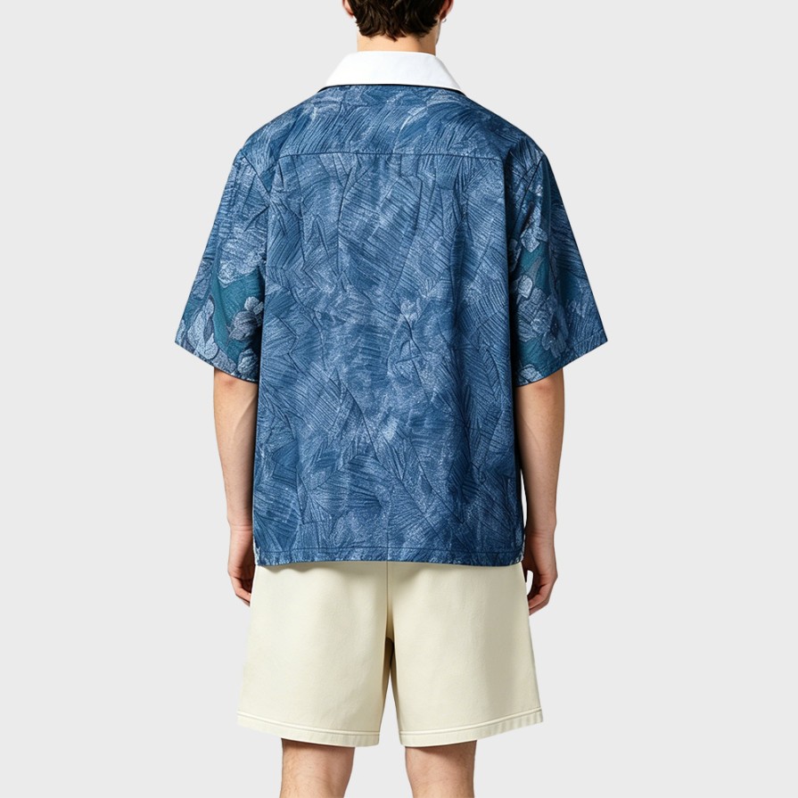 Tie-Dye Pleated Ice-Feel Short-Sleeve Shirt