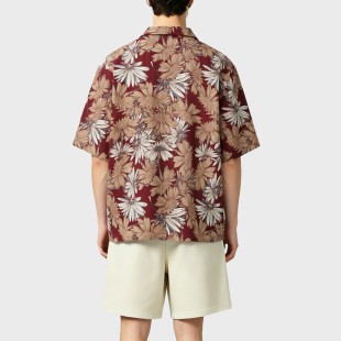 Cuban Collar Printed Loose Short Sleeve Shirt