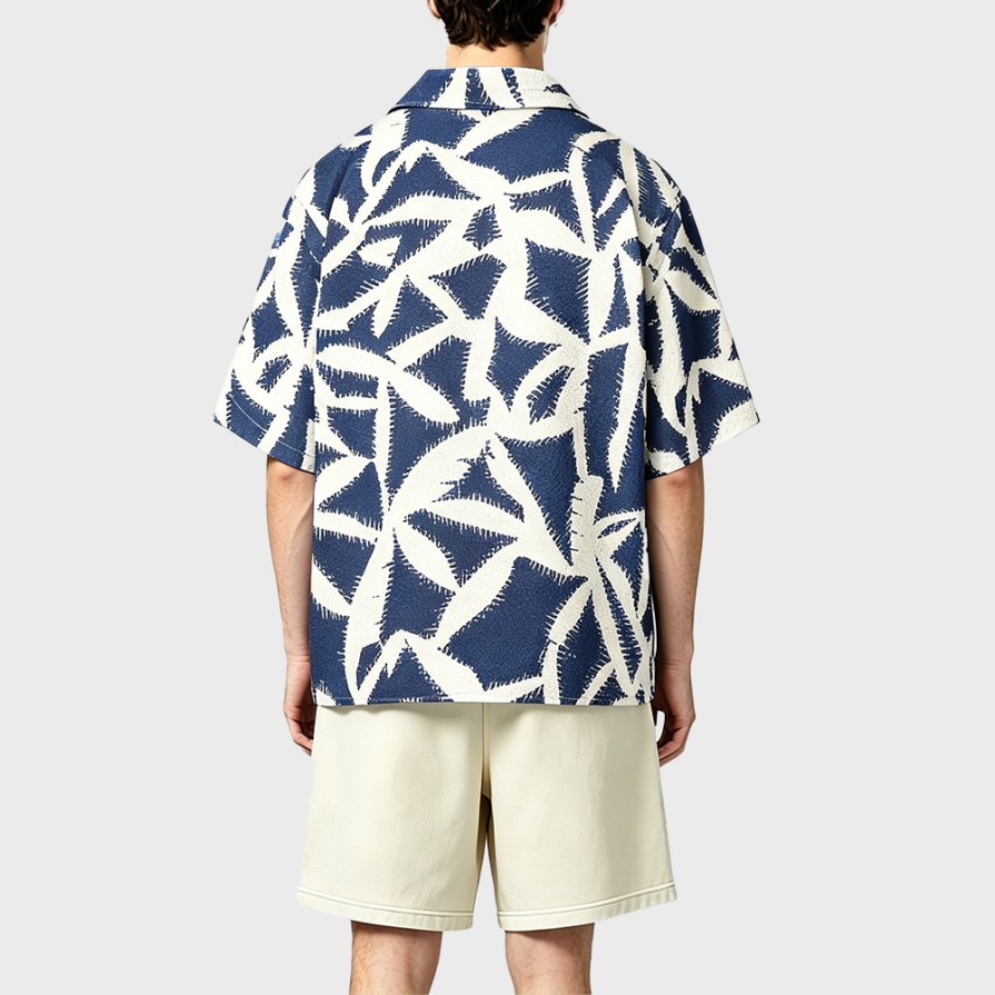Printed Seersucker Cuban Collar Resort Shirt