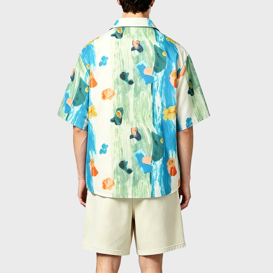 Hawaiian Style Oil Painting Graffiti Short Sleeve Shirt