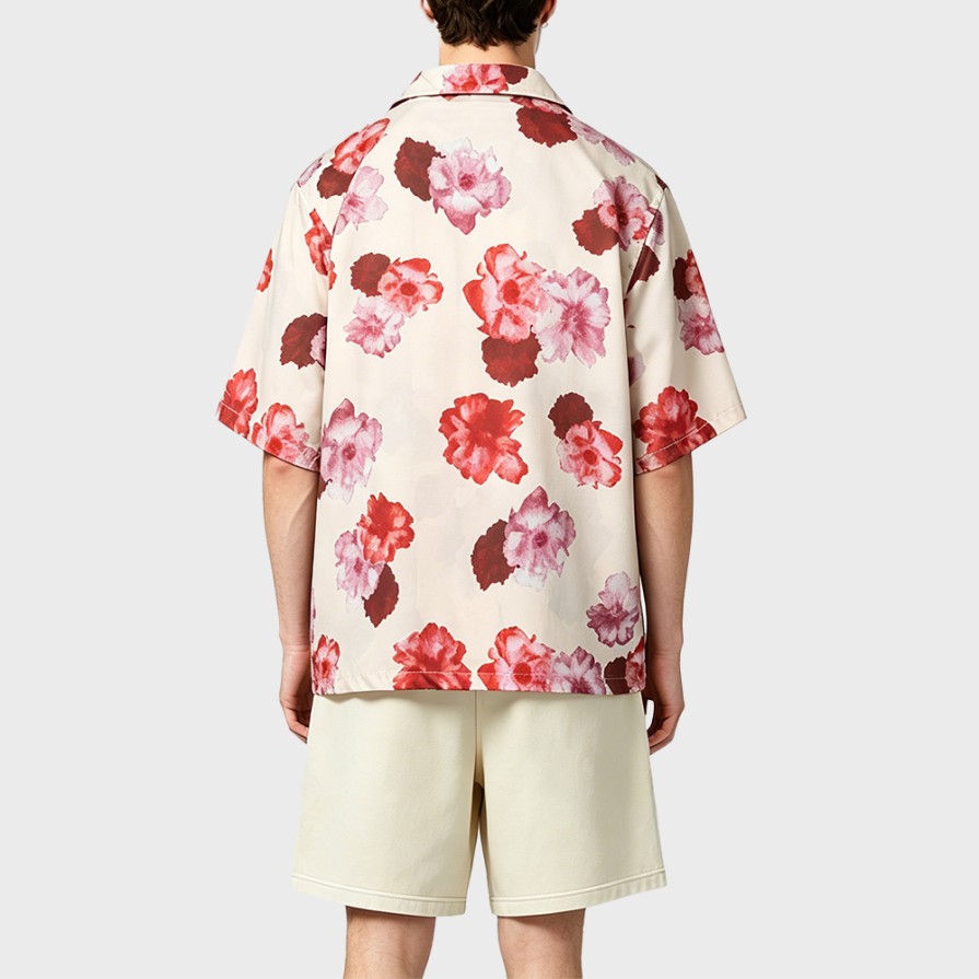 Retro Cuban Collar Printed Loose Shirt