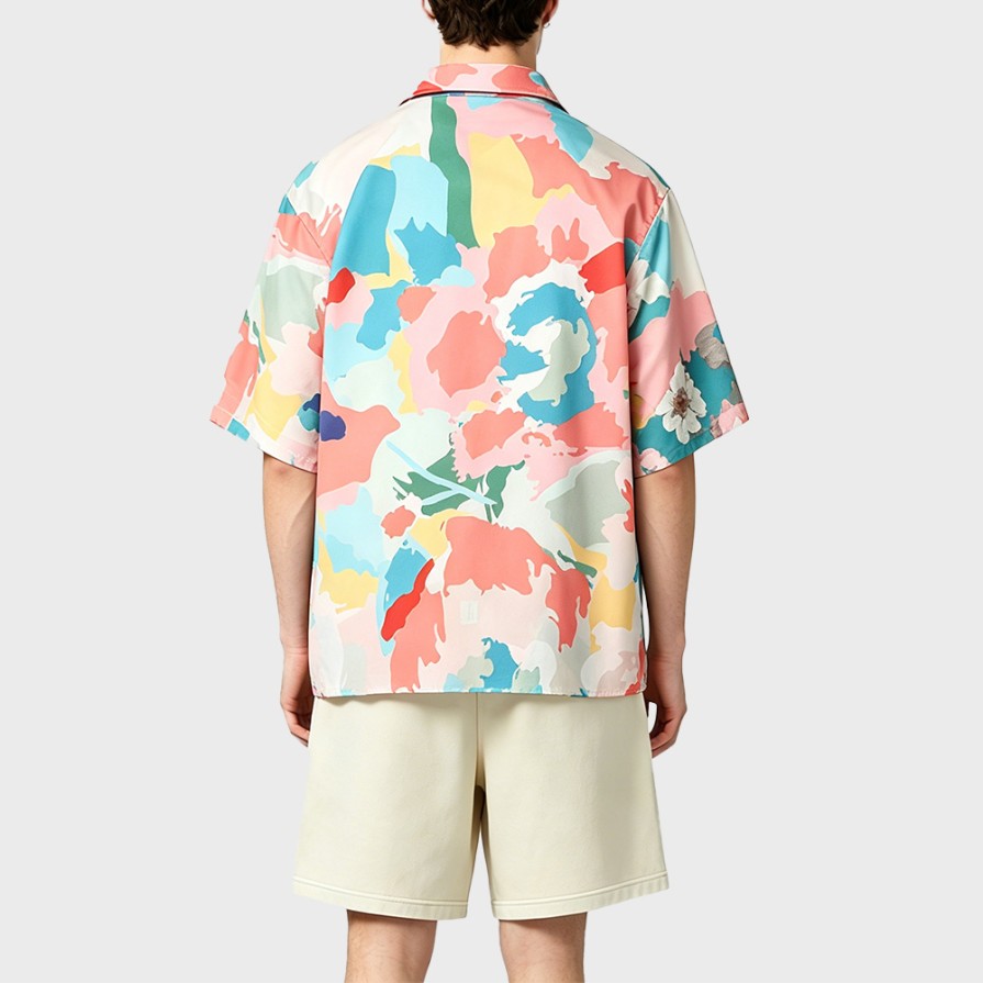 Summer Graffiti Print Loose Short Sleeve Shirt