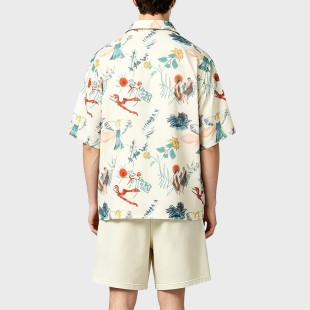 Graffiti Print Ice Silk Loose Shirt
