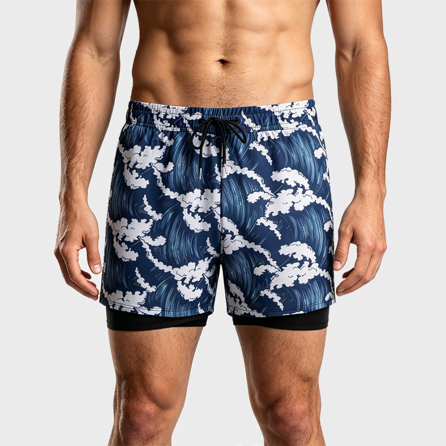 Men's Double-Layer Quick-Dry Anti-Embarrassment Swim Trunks
