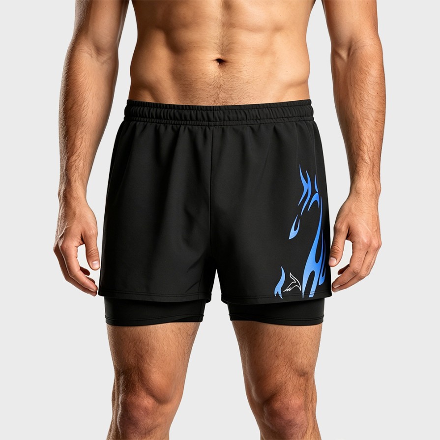 Loose-fitting plus-size double-layered swim trunks to prevent embarrassment