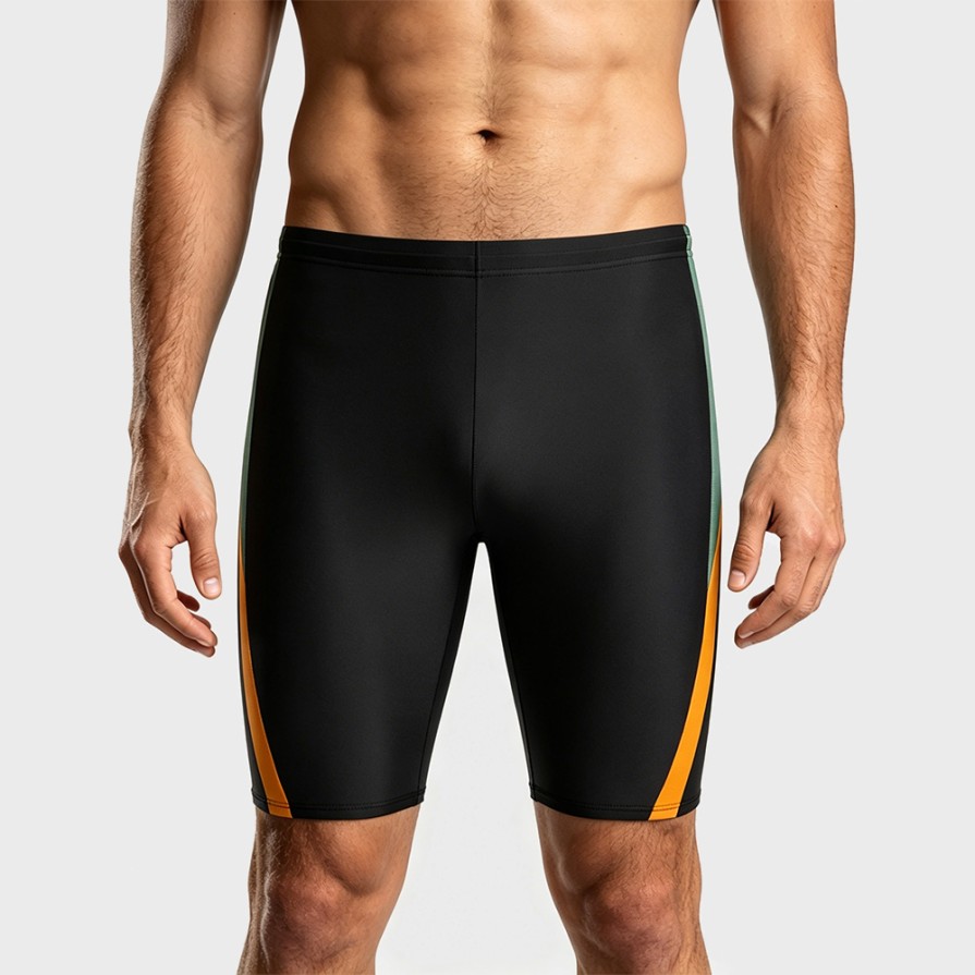 Men's Black Mid-Length Swim Trunks