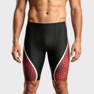 Color-block Knee-length Racing Swim Trunks