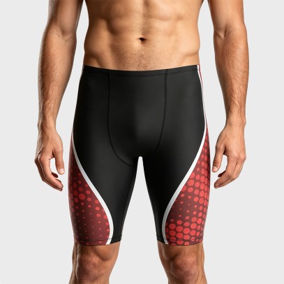 Color-block Knee-length Racing Swim Trunks 