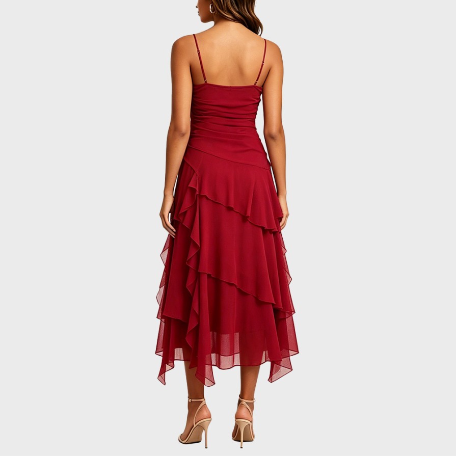 Flounce Strap Long Beach Dress