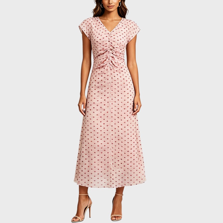 French Retro Polka Dot Waist-Cinching Dress