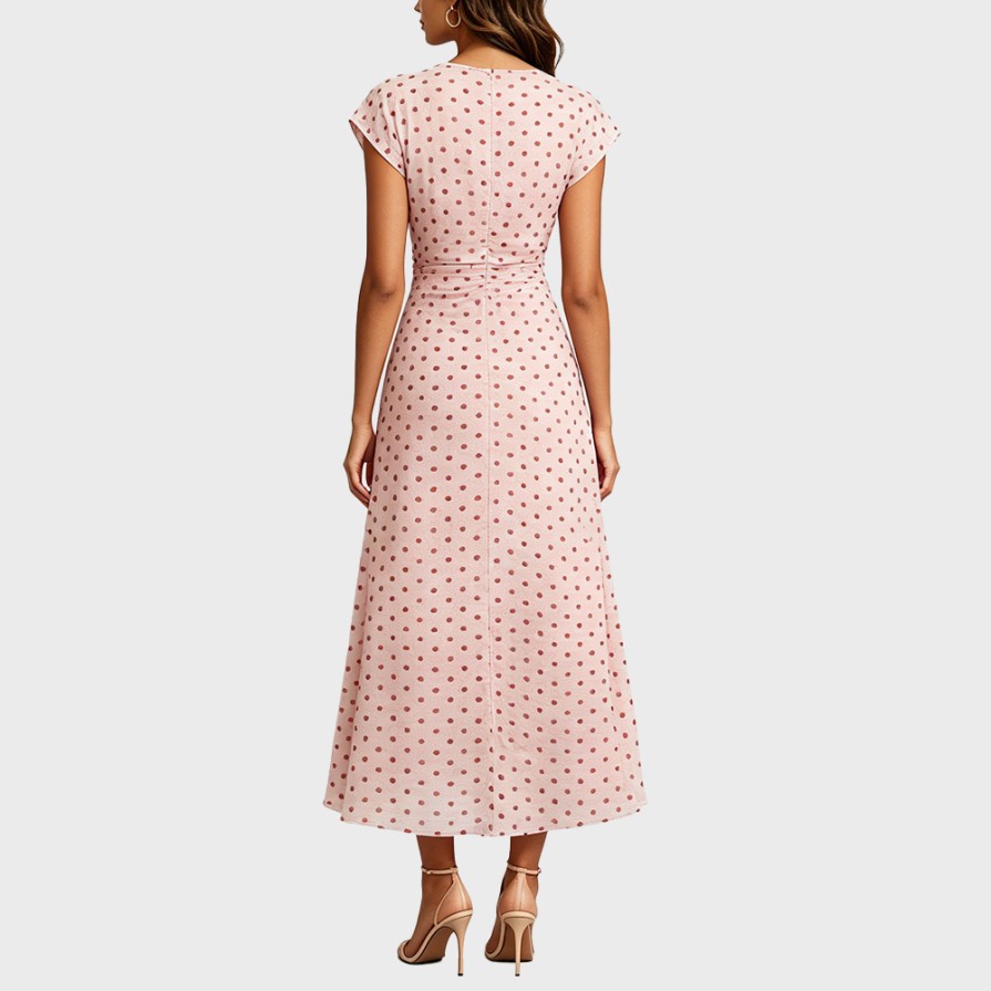 French Retro Polka Dot Waist-Cinching Dress
