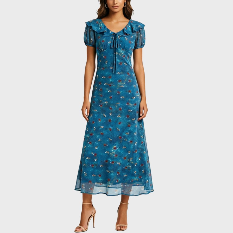Vintage Floral Ruffled Dress