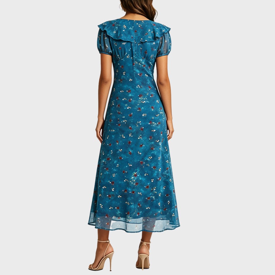 Vintage Floral Ruffled Dress