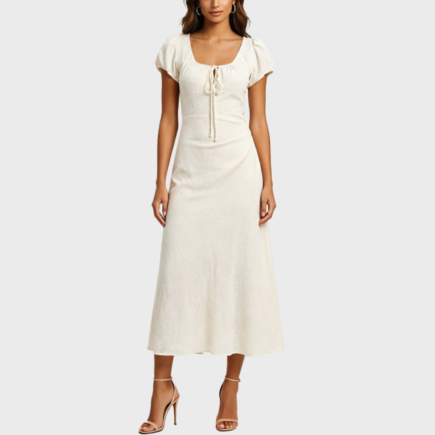 Retro Jacquard Waist-Cinching Dress