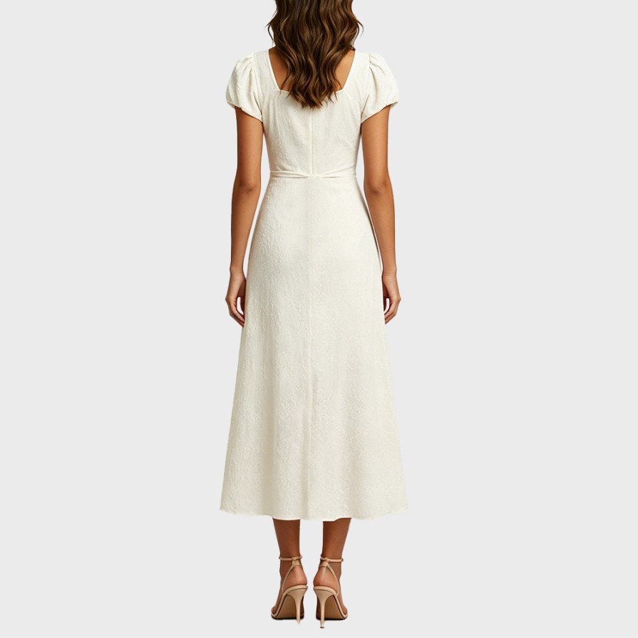 Retro Jacquard Waist-Cinching Dress