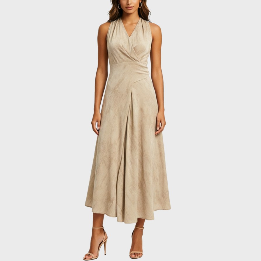 V-Neck Tie-Waist Sleeveless Dress