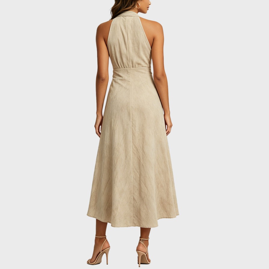 V-Neck Tie-Waist Sleeveless Dress