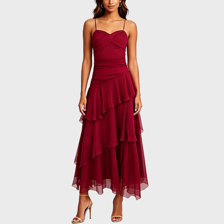 Flounce Strap Long Beach Dress