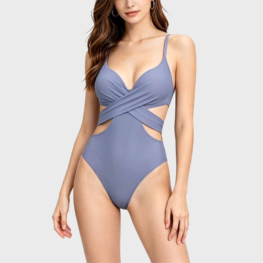 Steel Underwire Push-Up V-Neck One-Piece Swimsuit