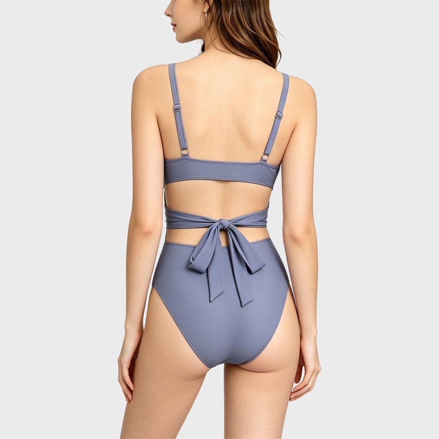 Steel Underwire Push-Up V-Neck One-Piece Swimsuit