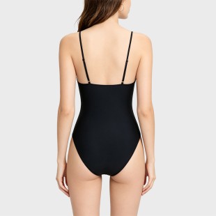 Deep V-Neck Strappy One-Piece Swimsuit