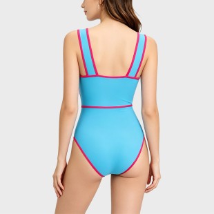 Conservative One-Piece Swimsuit with Bow-Tie Straps