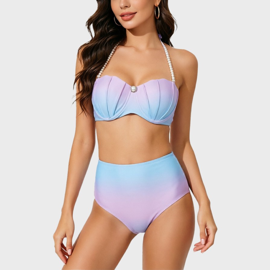 Gradient High-Waist Bikini Swimsuit