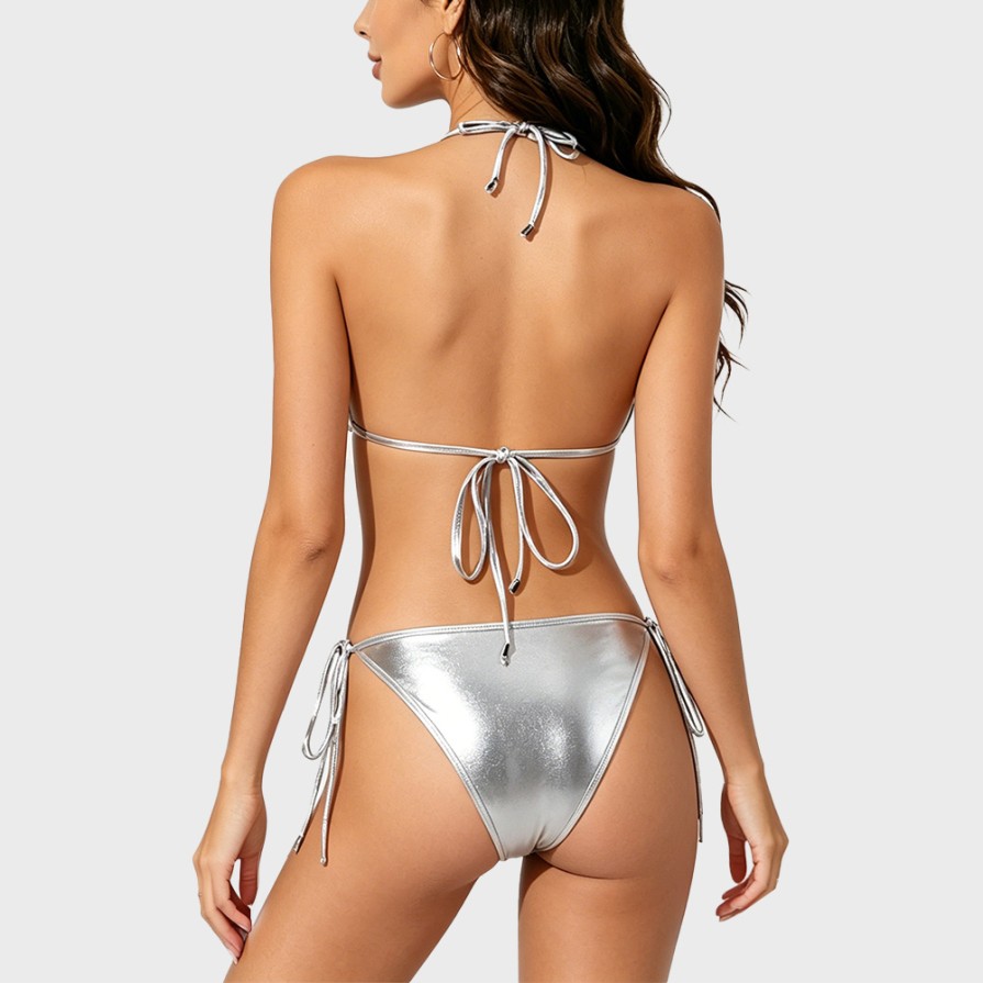Shiny Triangle Bikini Swimsuit