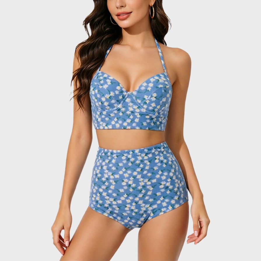 Retro Square-Cut Separate Swimsuit