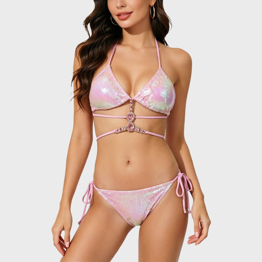 Split Push-Up Backless Bikini Swimsuit