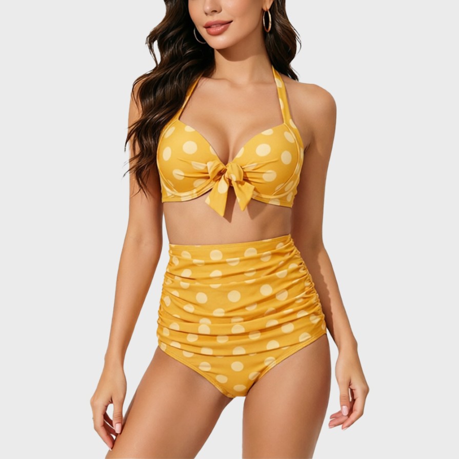 Polka Dot Underwire Push-Up Bikini Swimsuit