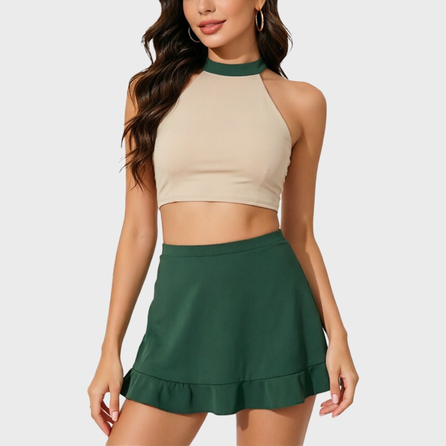 Skirted Two-Piece Slimming Swimsuit