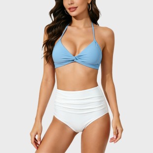 High-Waisted Triangle Bikini Swimsuit