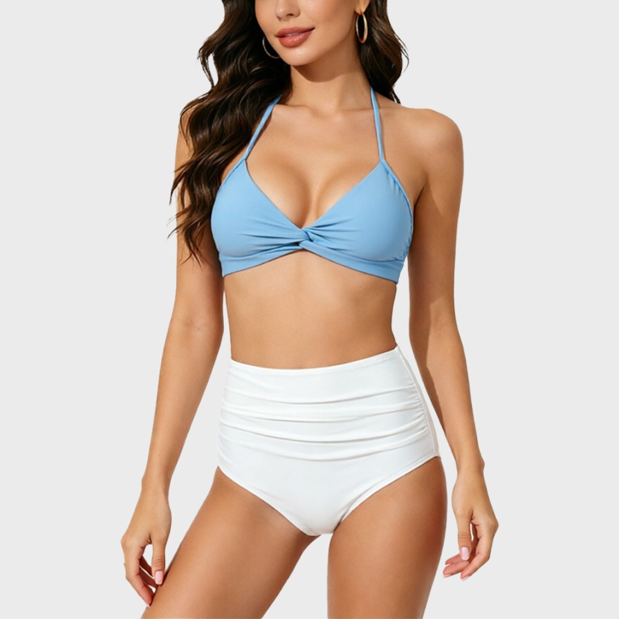 High-Waisted Triangle Bikini Swimsuit