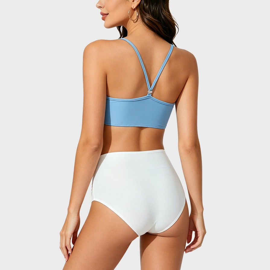 High-Waisted Triangle Bikini Swimsuit