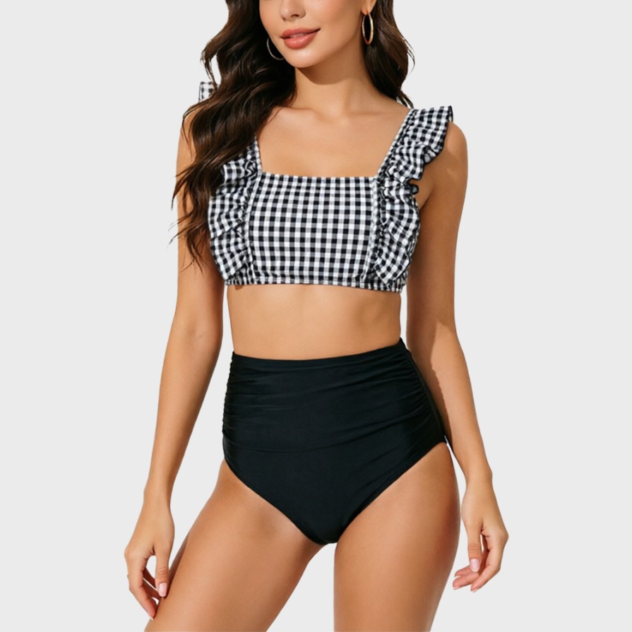 Retro One-Shoulder Separated Triangle Swimsuit