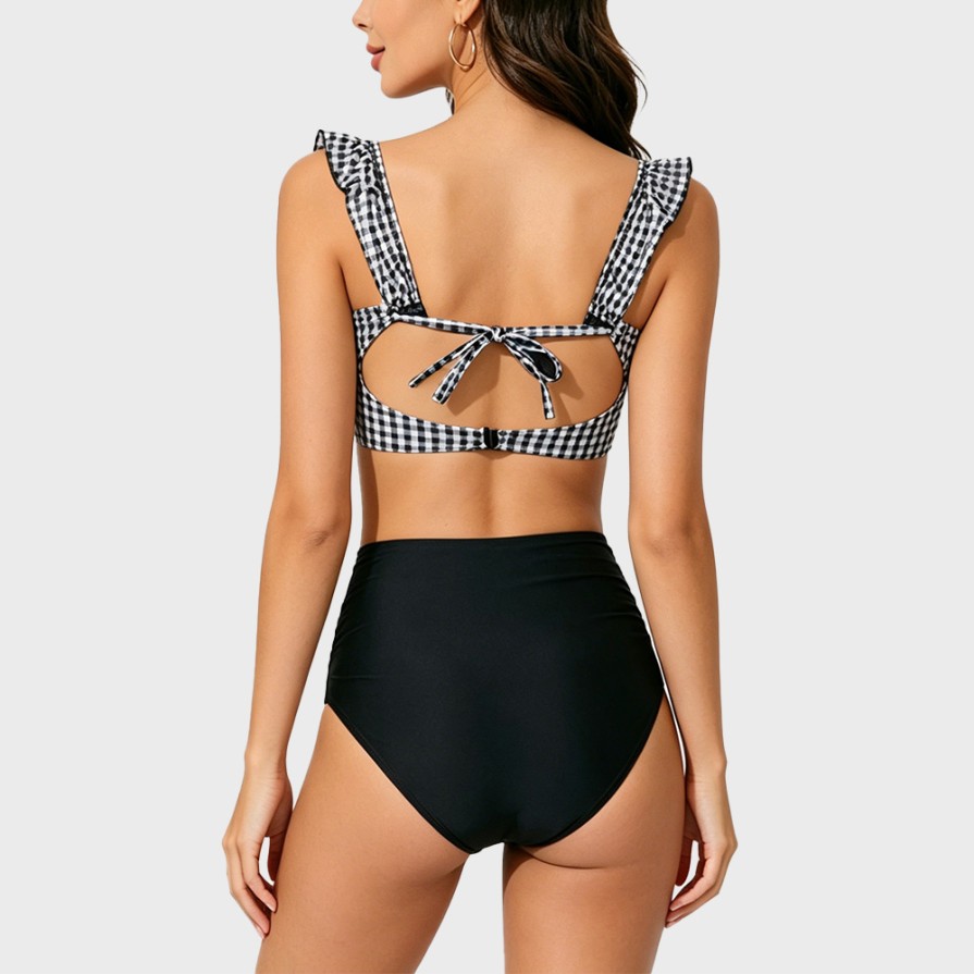 Retro One-Shoulder Separated Triangle Swimsuit